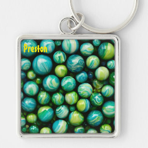 PRESTON ~ ATTRACTIVE ~ Green Marbless ~ Key Ring