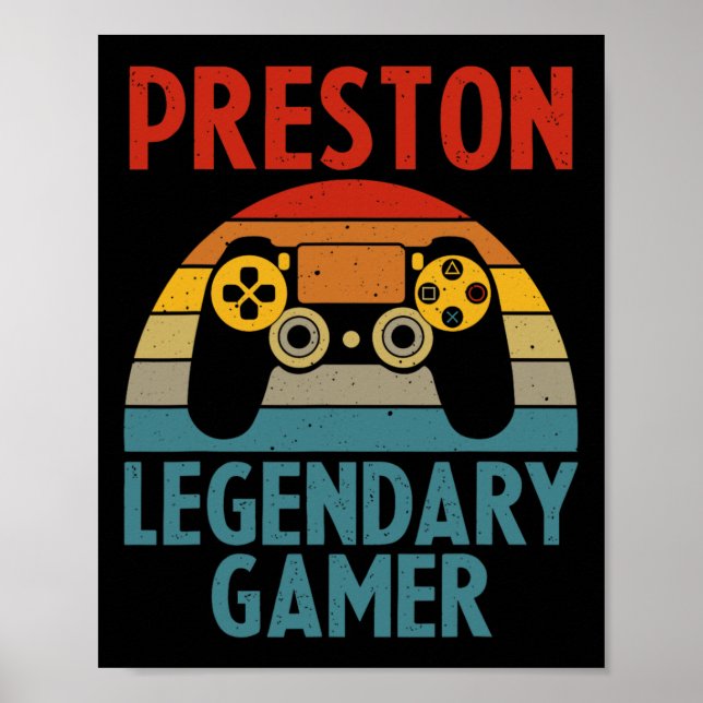 Preston Gift Name Personalised Funny Gaming Geek B Poster (Front)