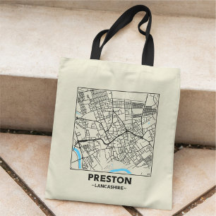 Preston, Lancashire City Map Tote Bag