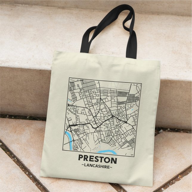 Preston, Lancashire City Map Tote Bag (Creator Uploaded)