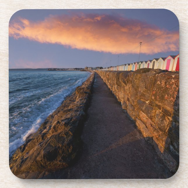Preston Sands Beach Huts Under The Sunrise Cloud Coaster (Front)