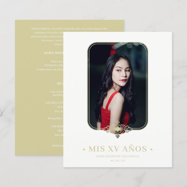 Presupuesto Mis XV Lace Flourid Golden Photo Españ (Front/Back)
