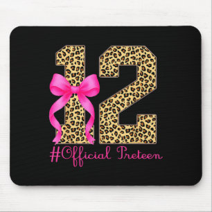 Preteen 12th Birthday Girl Coquette Bow Leopard Mouse Mat