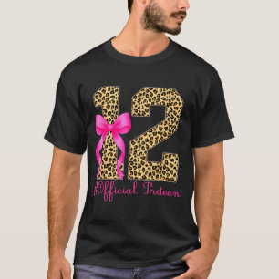 Preteen 12th Birthday Girl Coquette Bow Leopard T-Shirt