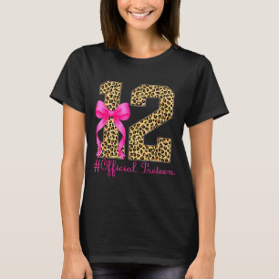 Preteen 12th Birthday Girl Coquette Bow Leopard  T-Shirt