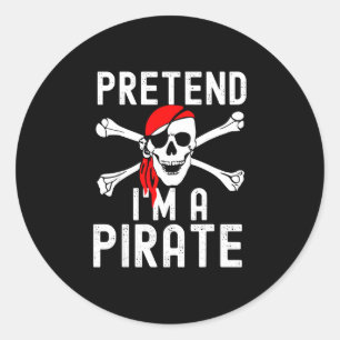 Pretend a pirate costume funny lazy halloween men classic round sticker