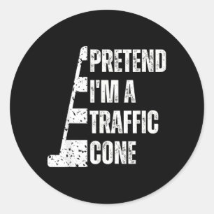 Pretend A Traffic Cone Funny Lazy Halloween Classic Round Sticker
