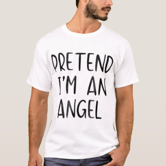 Pretend Angel Costume Halloween Lazy Easy T-Shirt