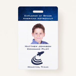Pretend Astronaut Badge for Kids Personalised ID Badge