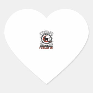 Pretend Black Cat Halloween Witch Hat Red Moon_1 Heart Sticker