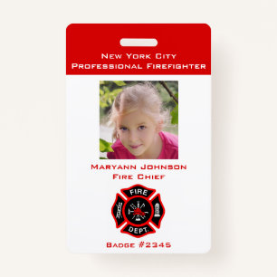 Pretend Firefighter Badge for Kids Personalised ID Badge