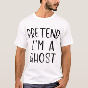 Pretend Ghost Costume Halloween Lazy Easy  T-Shirt