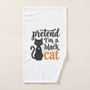 Pretend I’m a Black Cat Halloween Cat Shirt Design Hand Towel