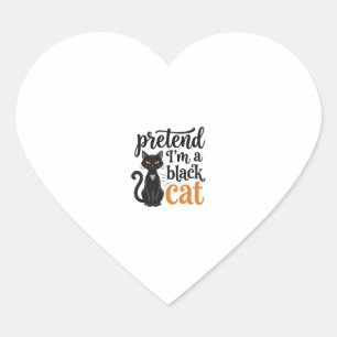 Pretend I’m a Black Cat Halloween Cat Shirt Design Heart Sticker