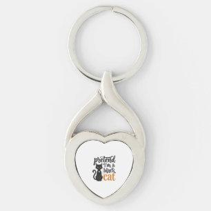 Pretend I’m a Black Cat Halloween Cat Shirt Design Key Ring