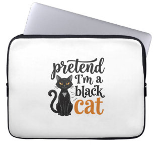 Pretend I’m a Black Cat Halloween Cat Shirt Design Laptop Sleeve