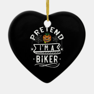 Pretend I'm A Biker Funny Halloween Costume Gift Ceramic Tree Decoration