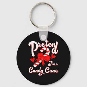 Pretend I'm A Candy Candy Cane Crew Santa Christma Key Ring
