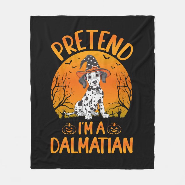 Pretend i'm a Dalmatian Dog Halloween (1) Fleece Blanket (Front)