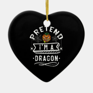 Pretend I'm A Dragon Funny Halloween Costume Gift Ceramic Tree Decoration