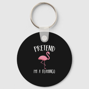 Pretend Im A Pink Flamingo Funny Halloween Costume Key Ring