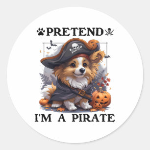 Pretend I'm A Pirate Shetland Sheepdog Halloween P Classic Round Sticker