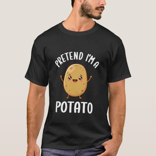 Pretend I'm A Potato Kids Funny Potato Halloween C T-Shirt (Front)