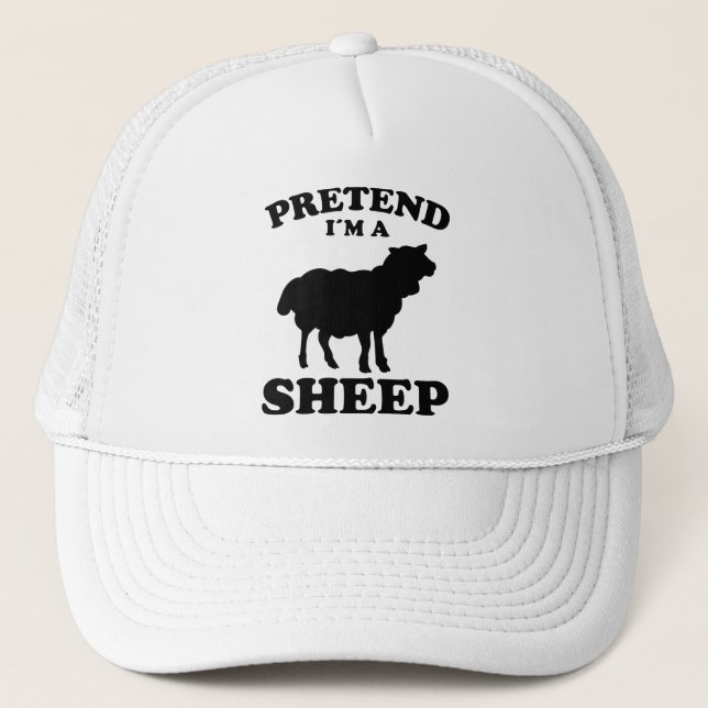 Pretend I'm A Sheep Design Sheep Farmer Lamb Gift Trucker Hat (Front)