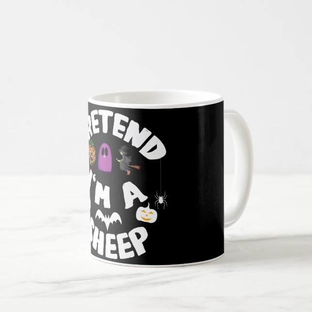 Pretend I'm A Sheep Funny Halloween Costume Gift Coffee Mug (Front Right)