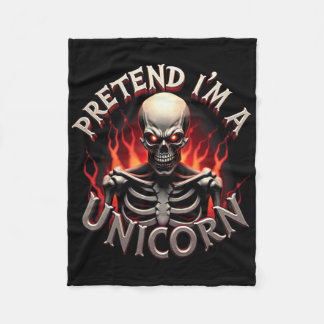 Pretend I'm A Unicorn Skeleton Funny Easy Hallowee Fleece Blanket