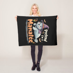 Pretend I'm Manatee Spooky Halloween Mamal Manatee Fleece Blanket