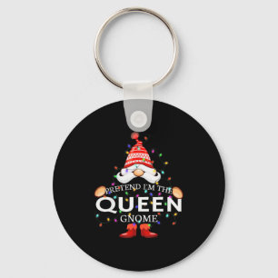 Pretend I'm The Queen Gnome Christmas Matching Key Ring