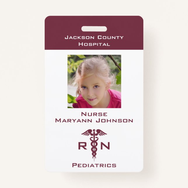 Pretend Nurse Play Badge for Kids Personalised ID Badge (Front)