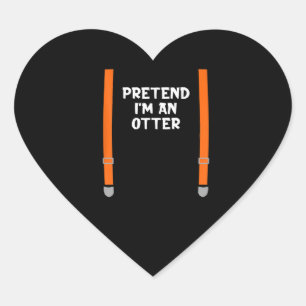 Pretend Otter Funny Lazy Halloween Party Costume Heart Sticker
