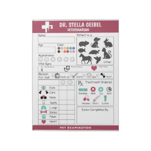 Pretend Play Veterinarian Exam Sheets Notepad