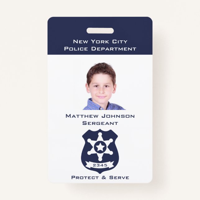 Pretend Police Badge for Kids with Photo ID Badge (Front)