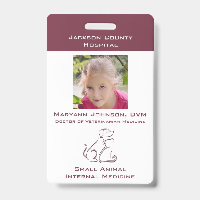 Pretend Vet Play Badge for Kids Personalised ID Badge (Front)