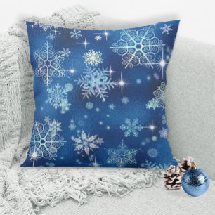Prettiest Snowflakes Pattern Blue ID846 Cushion