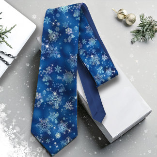 Prettiest Snowflakes Pattern Blue ID846 Tie