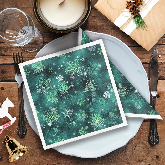 Prettiest Snowflakes Pattern Green ID846 Napkin (Creator Uploaded)
