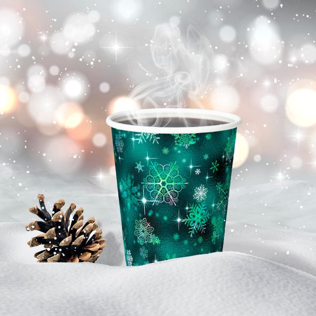 Prettiest Snowflakes Pattern Green ID846 Paper Cups (Creator Uploaded)