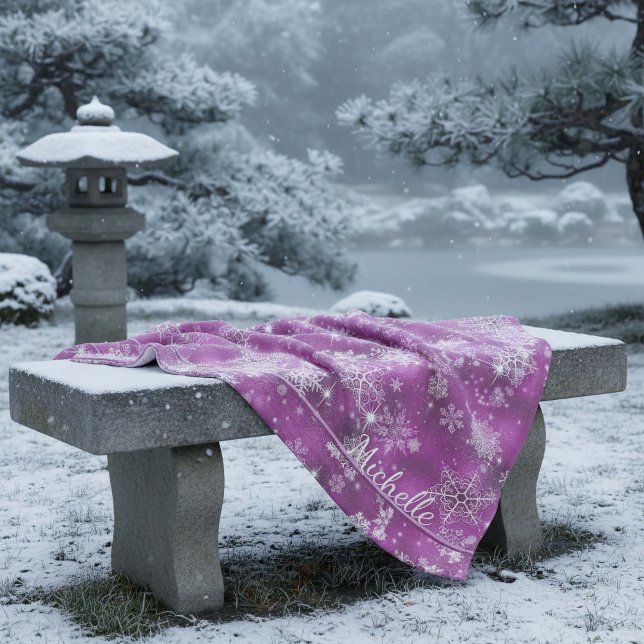 Prettiest Snowflakes Pattern Orchid Pink ID846 Fleece Blanket (Creator Uploaded)