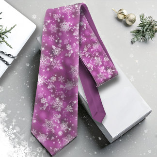 Prettiest Snowflakes Pattern Orchid Pink ID846 Tie
