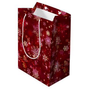Prettiest Snowflakes Pattern Red ID846 Medium Gift Bag