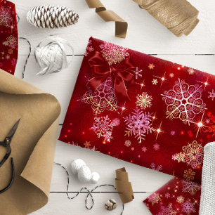 Prettiest Snowflakes Pattern Red ID846 Wrapping Paper