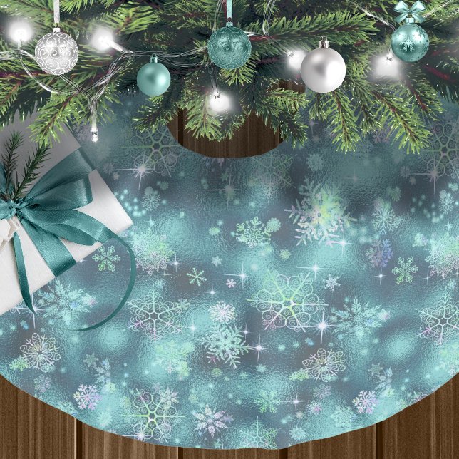 Prettiest Snowflakes Pattern Teal ID846 Brushed Polyester Tree Skirt (Creator Uploaded)