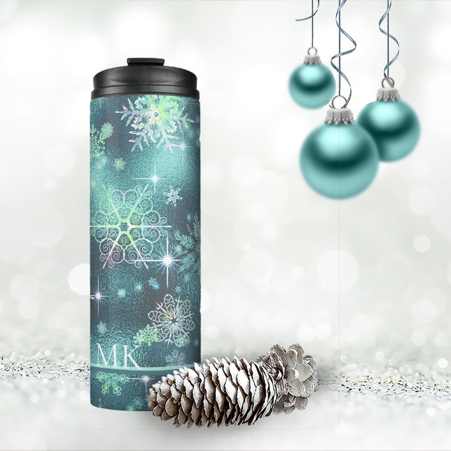Prettiest Snowflakes Pattern Teal ID846  Thermal Tumbler (Creator Uploaded)