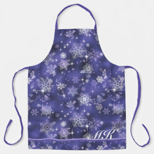 Prettiest Snowflakes Pattern Violet ID846 Apron