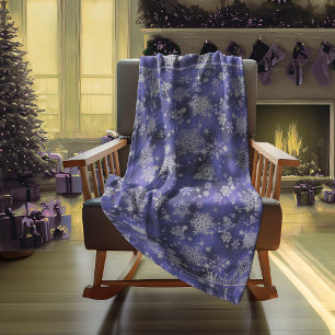 Prettiest Snowflakes Pattern Violet ID846 Fleece Blanket