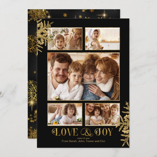 Prettiest Snowflakes Photo Template Blk/Gld ID846 (Front/Back)